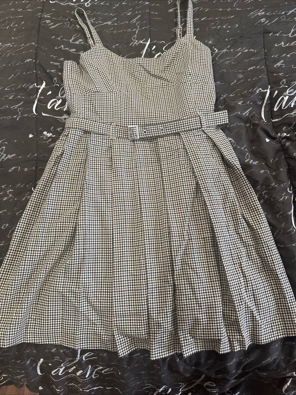 SO Gingham Belted & Lined Jumper Dress